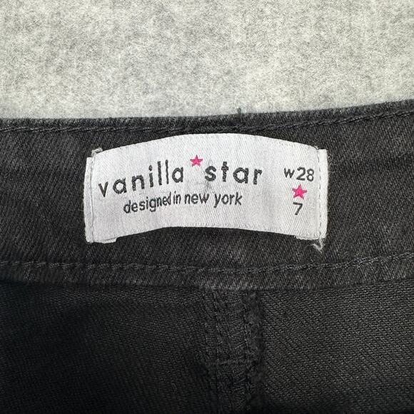 Vanilla Star Crochet Denim Shorts Women’s 28 Black Boho Festival Style V33095-3 - Picture 2 of 8